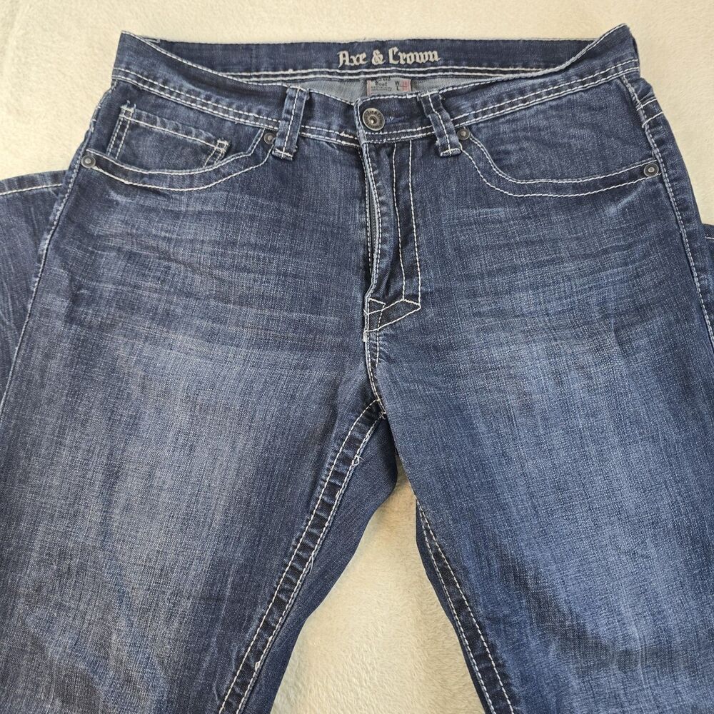 Axe & Crown Jeans  Relaxed Boot Mens 34x32 Blue New Haven Handcraft Grunge Denim